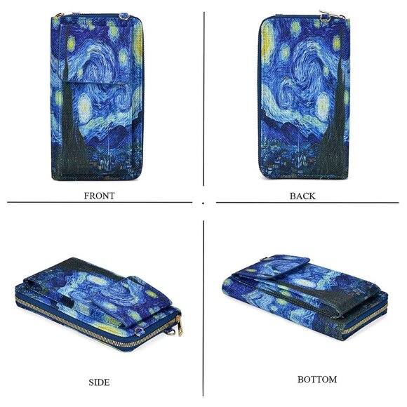Van Gogh Starry Night Painted Tote Bag and Cellphone Bag 2 Piece Set - Picture 3 of 5